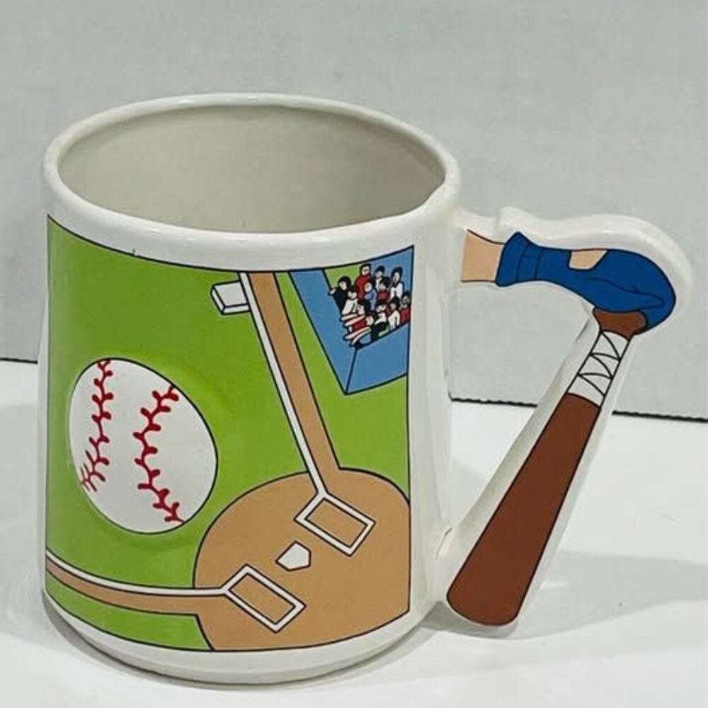 Baseball Coffee Mug Cup Bat Handle Kids Adults Fun